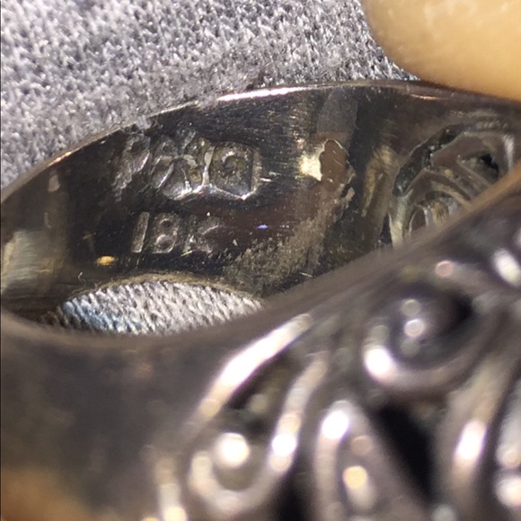 Sterling silver ring with 18KT pieces. - Picture 5 of 5